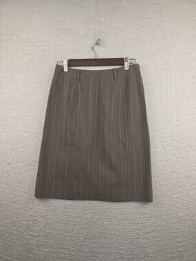 Valerie Stevens Petite Brown Pinstriped Pencil Skirt Size 2P